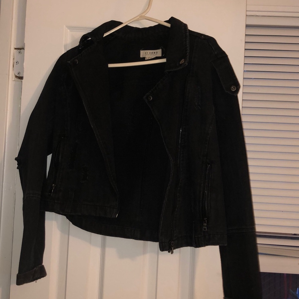 Denim black moto jacket